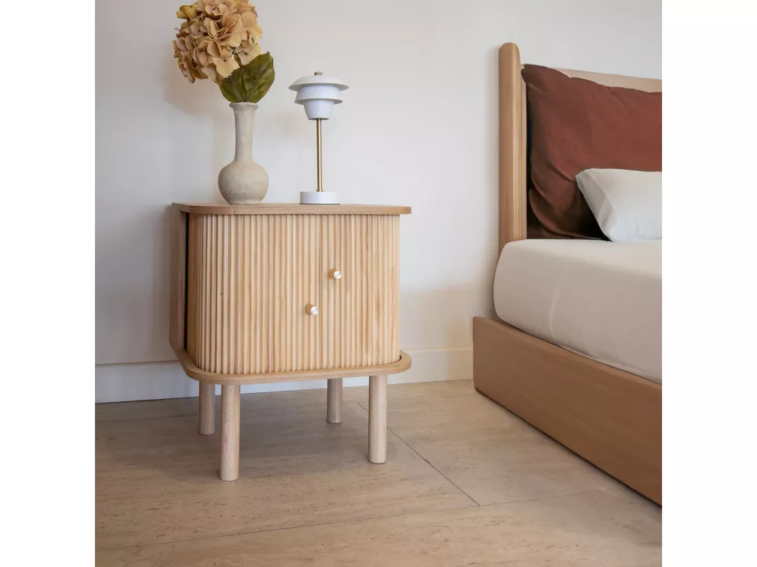 Now's Home - Meuble D'appoint Bois De Pin Naturel Avec Portes 50x39x55cm Hector