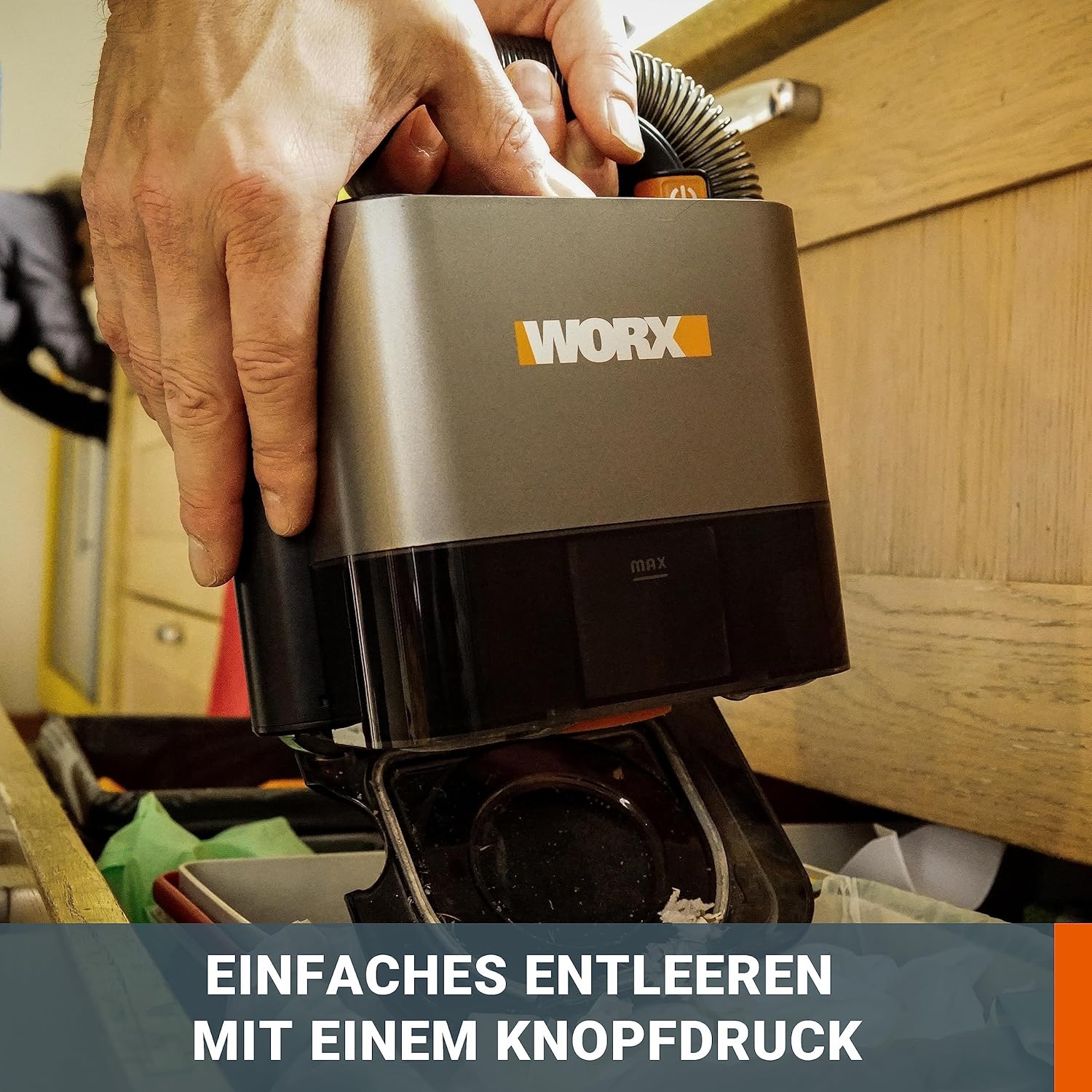 Worx 18V (20V Max) Akku-Handstaubsauger, Cube Vac, WX030, PowerShare, Starke Saugkraft, kompakt und tragbar, inklusive Akku und Ladegerät