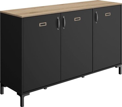 Diagone - Dressoir - Zwart - Spaanplaat - 3 Deuren en 2 Legplanken