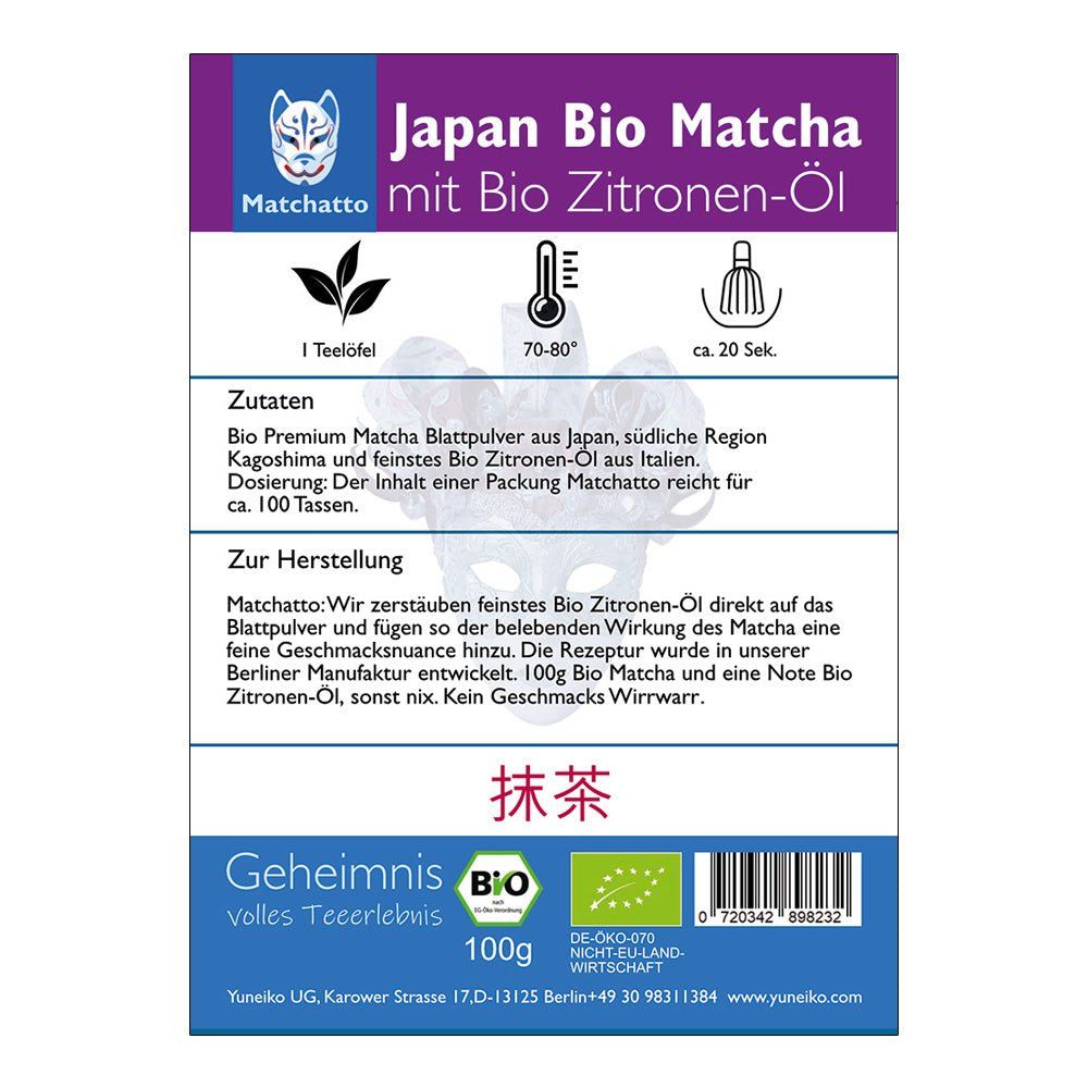 Matchatto Matcha Tee Zitrone Bio