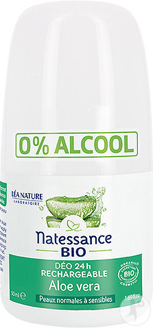 Natessance Bio Déodorant 24h Rechargeable Aloe Vera Peaux Normales À Sensibles Roll-On 50ml