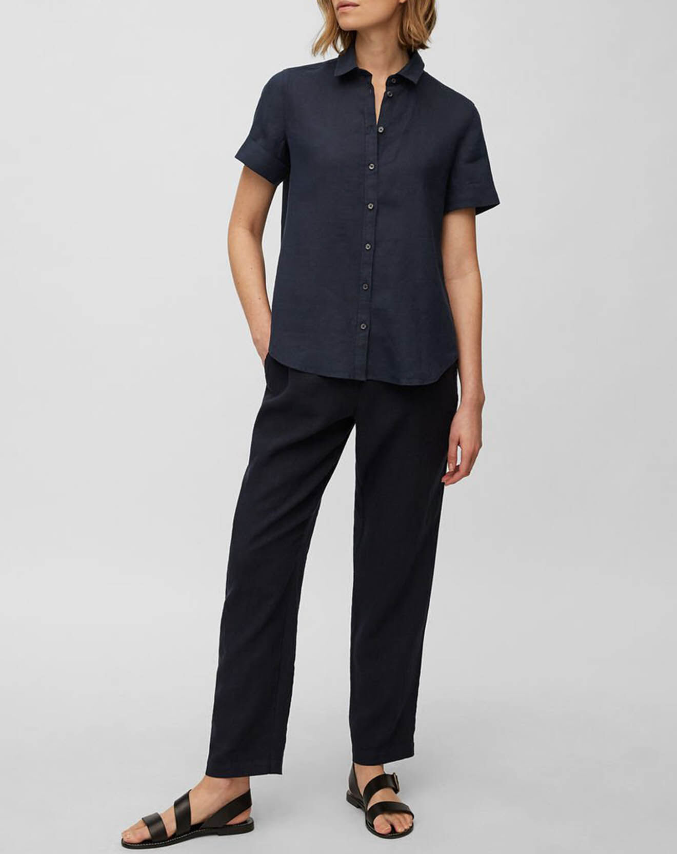 Marc O'Polo Chemise 100% Lin Zahia bleu marine