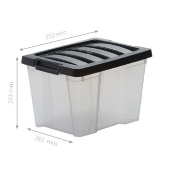 IRIS Handybox Opbergbox - 15L - Kunststof - Transparant/Zwart - Set van 3