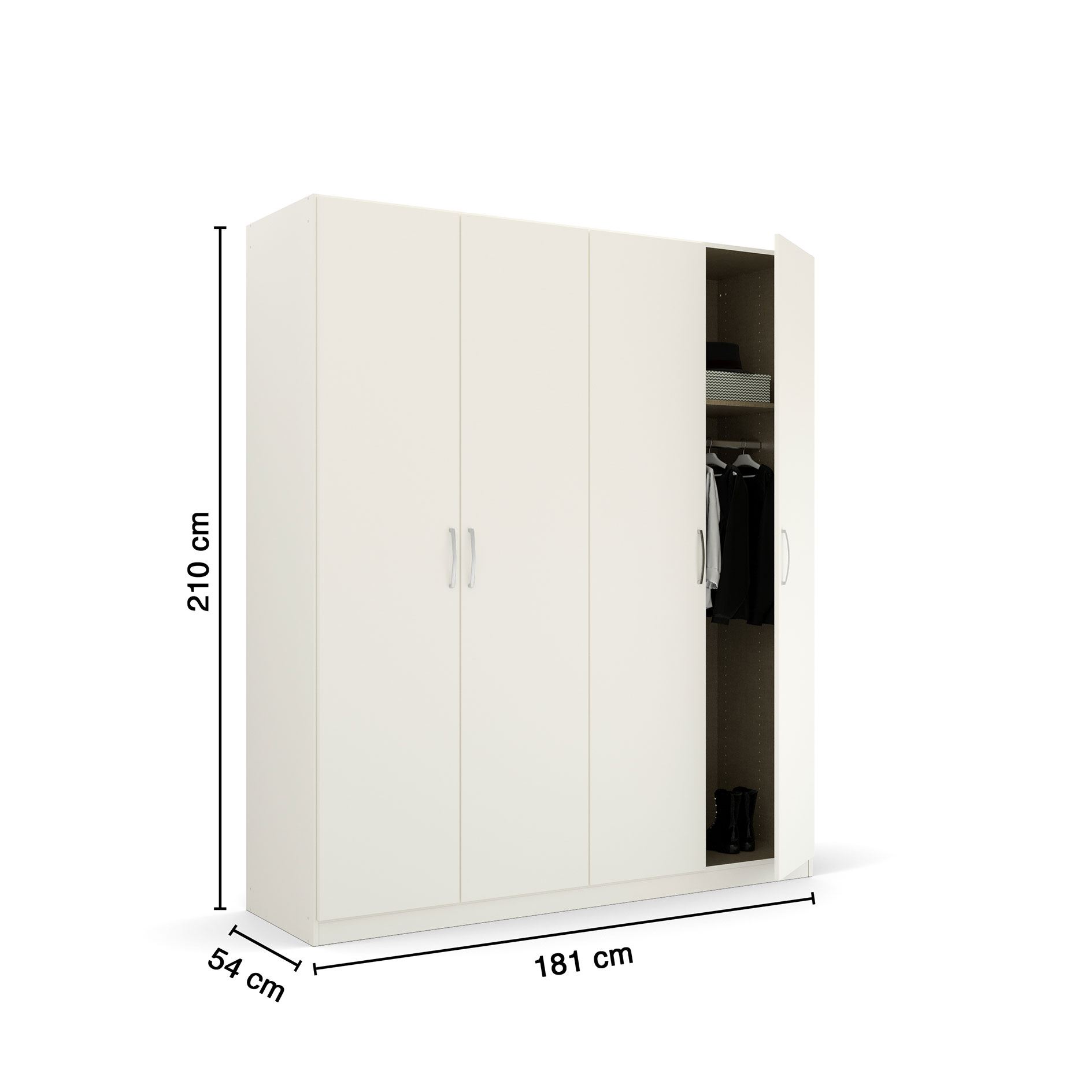 Drehtürenschrank - alpinweiß - 4 Türen - 181 cm