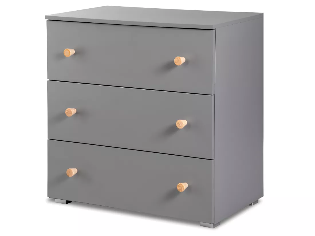 MINEA | Commode AUGUSTE L. 80 cm Grise | 3 tiroirs