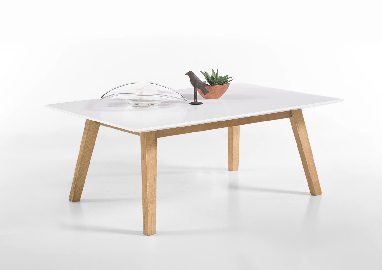 PHILL HILL Couchtisch RIBE 110 x 70 cm Eiche massiv/ Platte furniert weiß