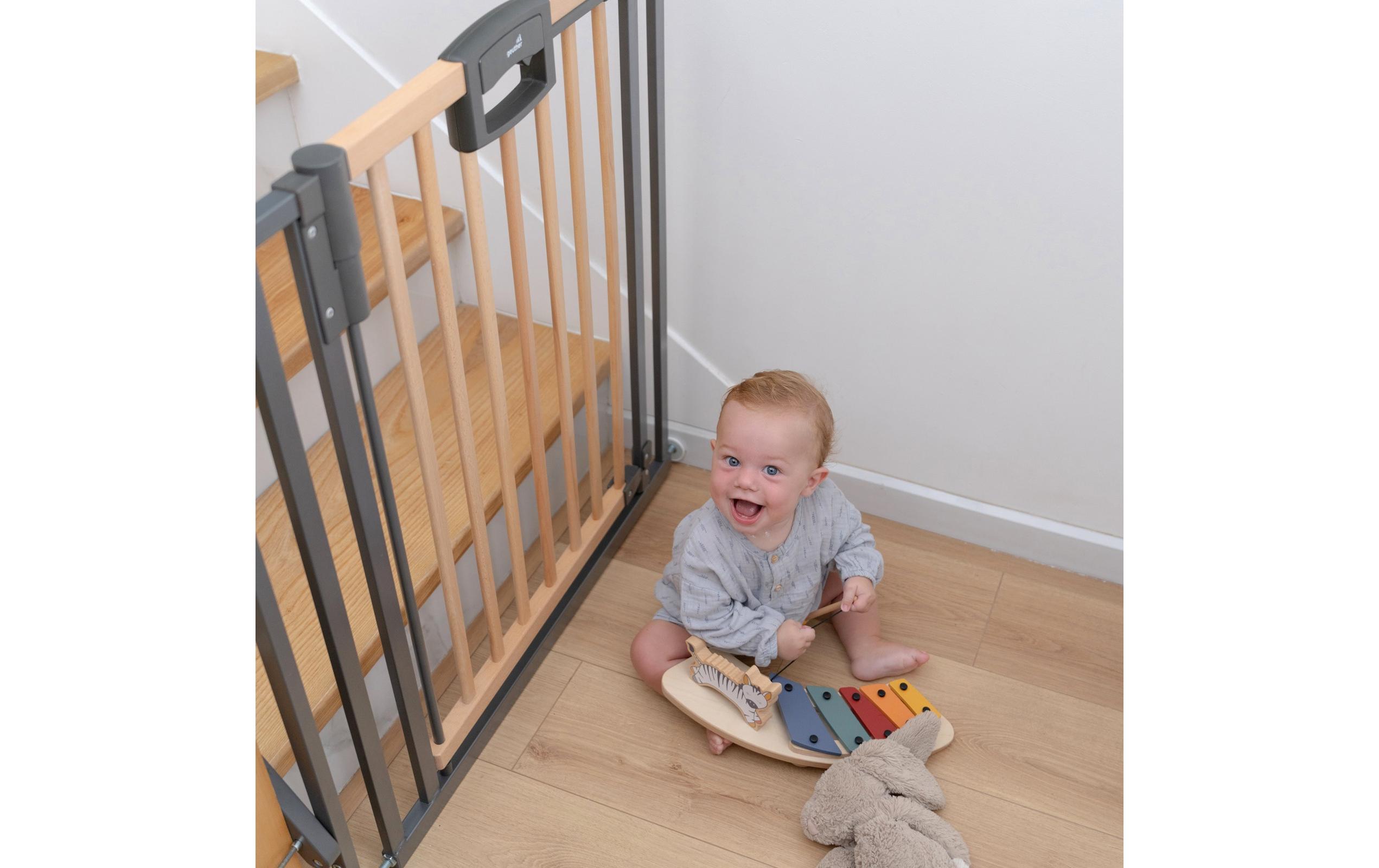 Treppenschutzgitter zum Klemmen Easylock 84.5 cm - 92.5 cm<br>Tür- und Treppenschutzgitter Easylock Wood Plus