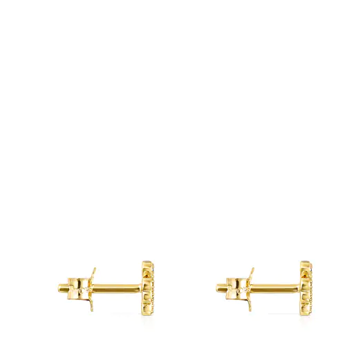 Brincos TOUS Good Vibes em ouro e diamante com formato de trevo.