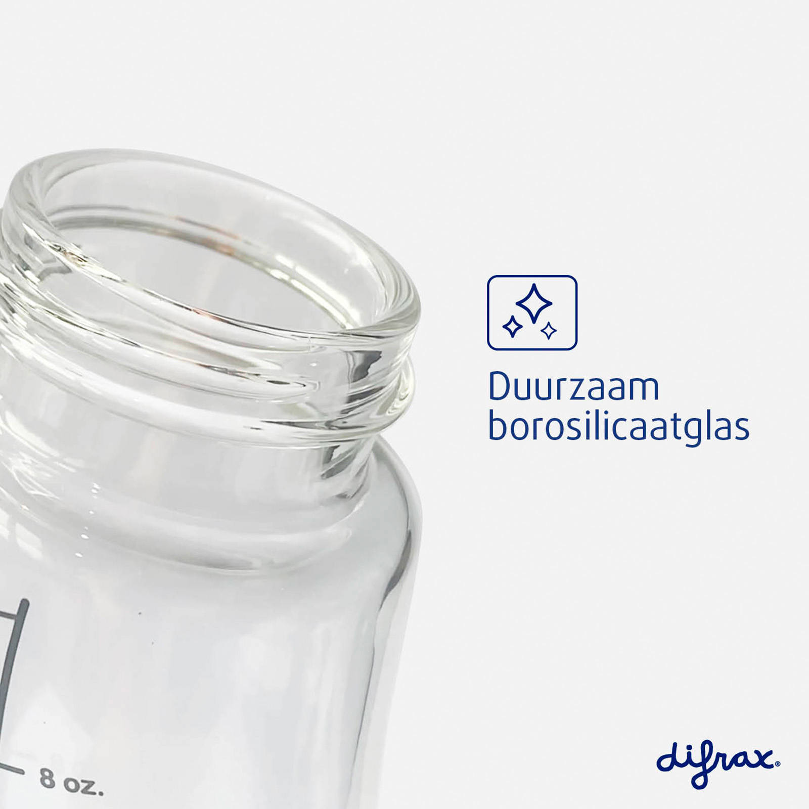 Difrax Glazen S-Babyfles - 250 ml - Anti Koliek - Lichtroze