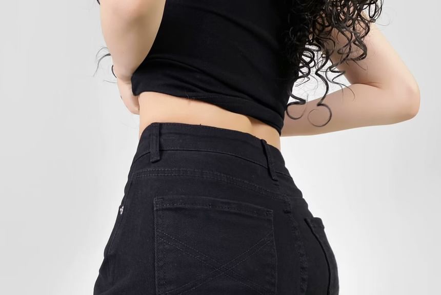 Faiar - Gewassen denim shorts met hoge taille