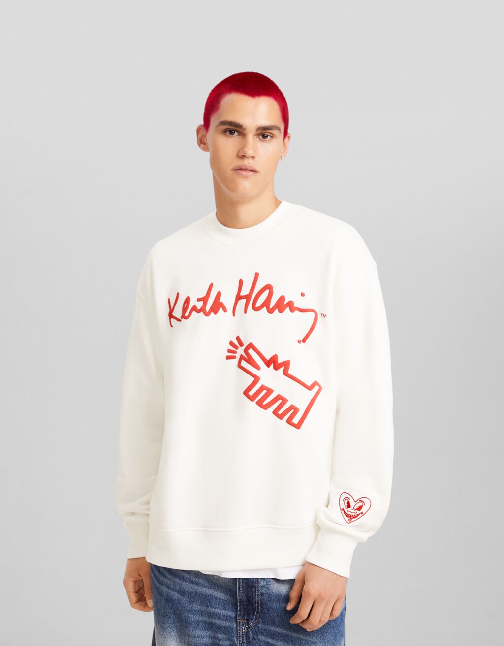 Moletom estampado de gola redonda Keith Haring