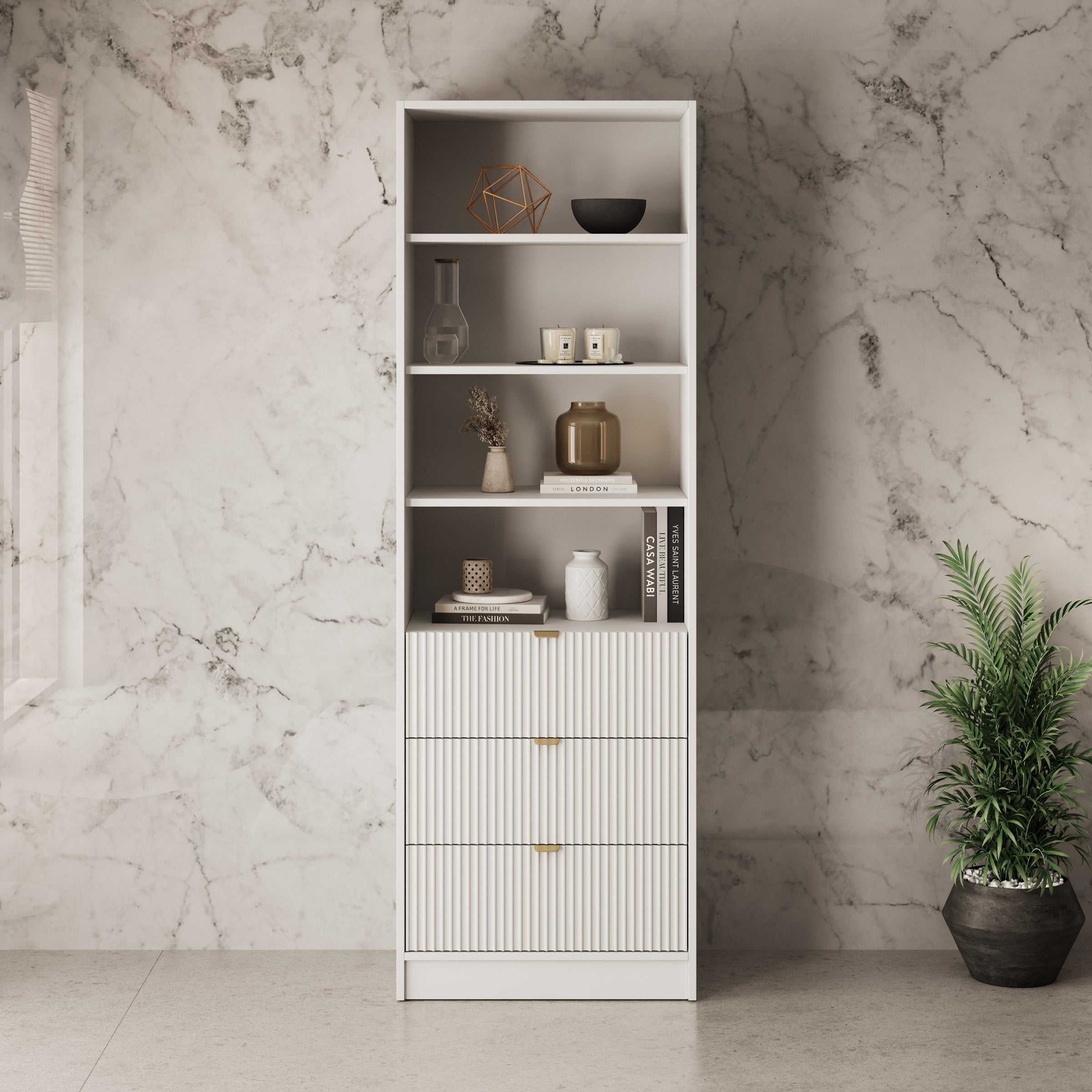 Tavares - Boekenkast - Wit - 60x40x180 cm