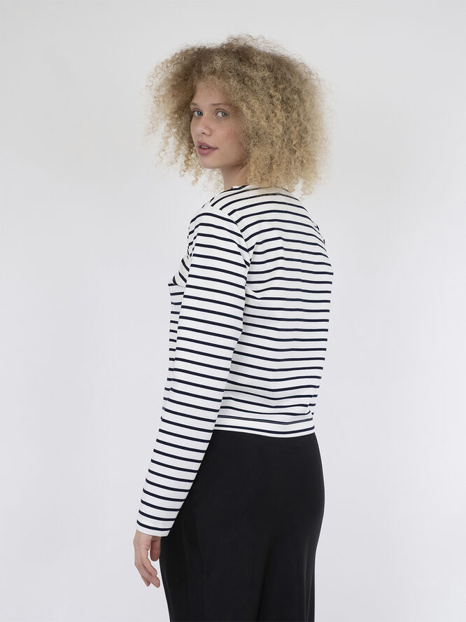 Neo Noir Claudio Stripe Blouse Navy