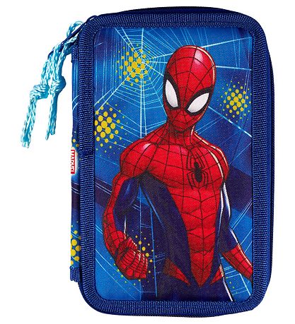 Spiderman Penalhus m. Indhold - Twozip - Blå