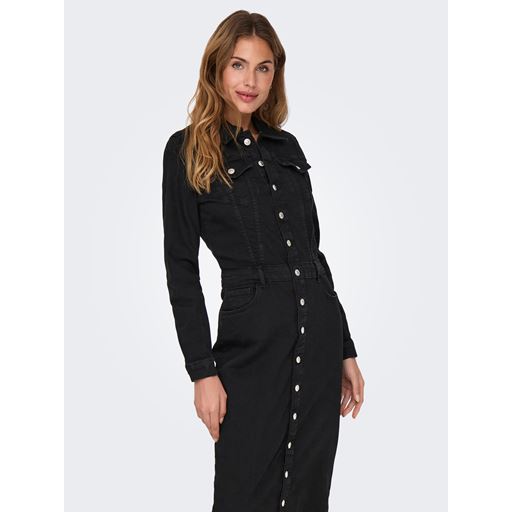 ONLY Ellen Longstretch Denimkjole, Washed Black, XL