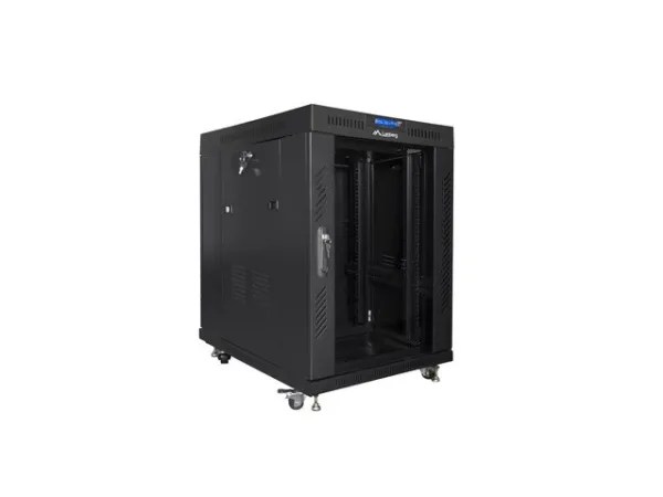 Lanberg - Rack kabinet - med 4 køleblæsere, display - sort, RAL 9004 - 15U - 19