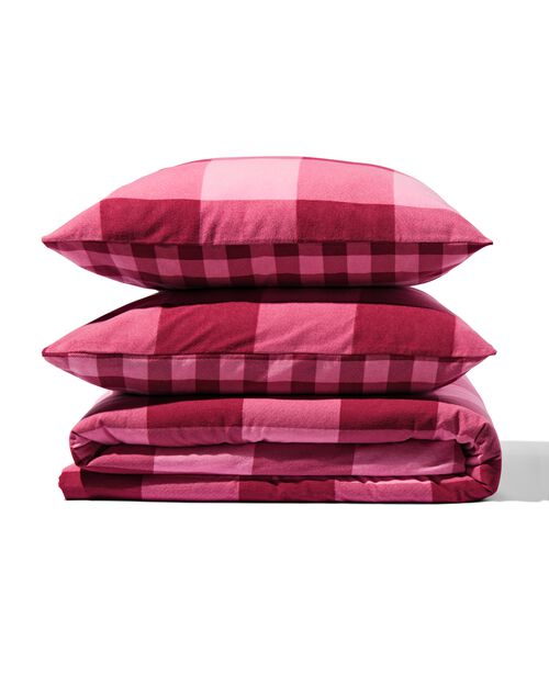 housse de couette flanelle 240 x 200/220 carreaux rose rouge