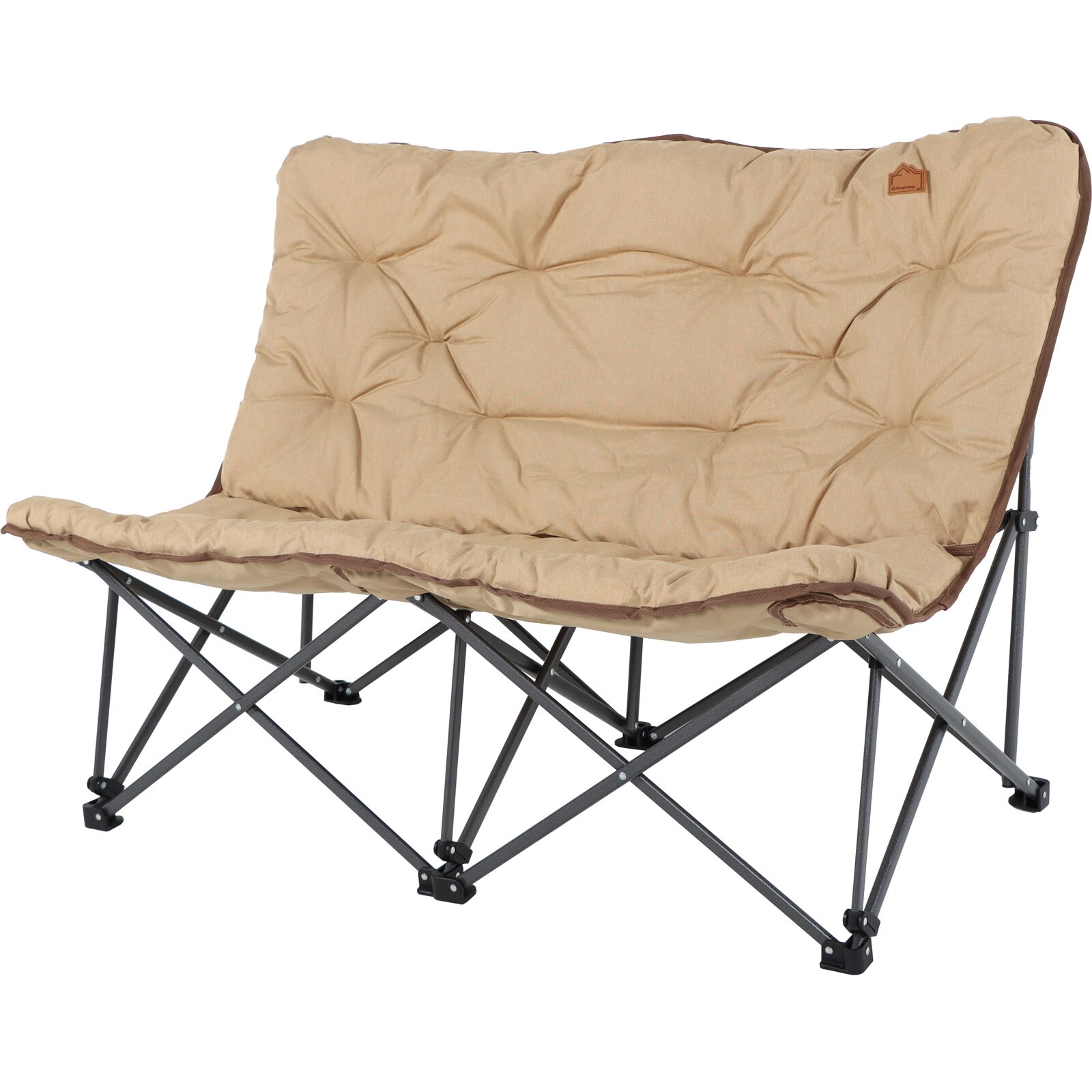 KINGCAMP Camping Sofa Lindon Relax Doppel Lounge Stuhl 2Personen Faltstuhl Couch Farbe: beige