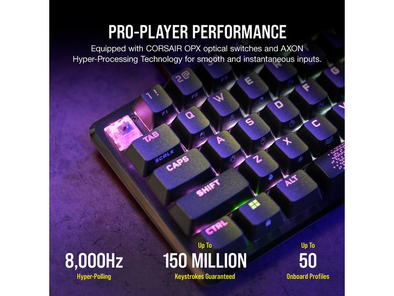 Corsair Gaming-Tastatur K65 Pro Mini Optisch-mechanische Gaming-Tastatur mit RGB-LED Hintergrundbeleuchtung und Corsair OPX-Tastenschaltern