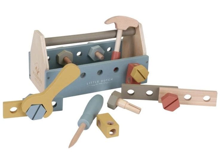Little Dutch Handwerker Toolbox Holz Werkzeugkasten Handwerker-Spielset für Kinder