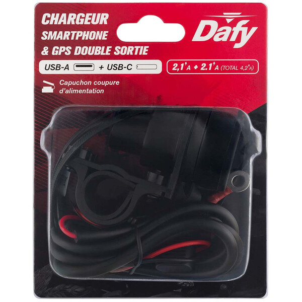 Dafy Moto - Chargeur QC3.0 USB + Type C