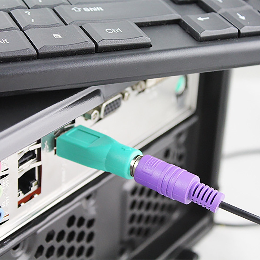 USB 2.0 auf PS2 Buchse Adapter Stecker (DIN6) Konverter für PC-Maus / Tastatur / Barcodeleser