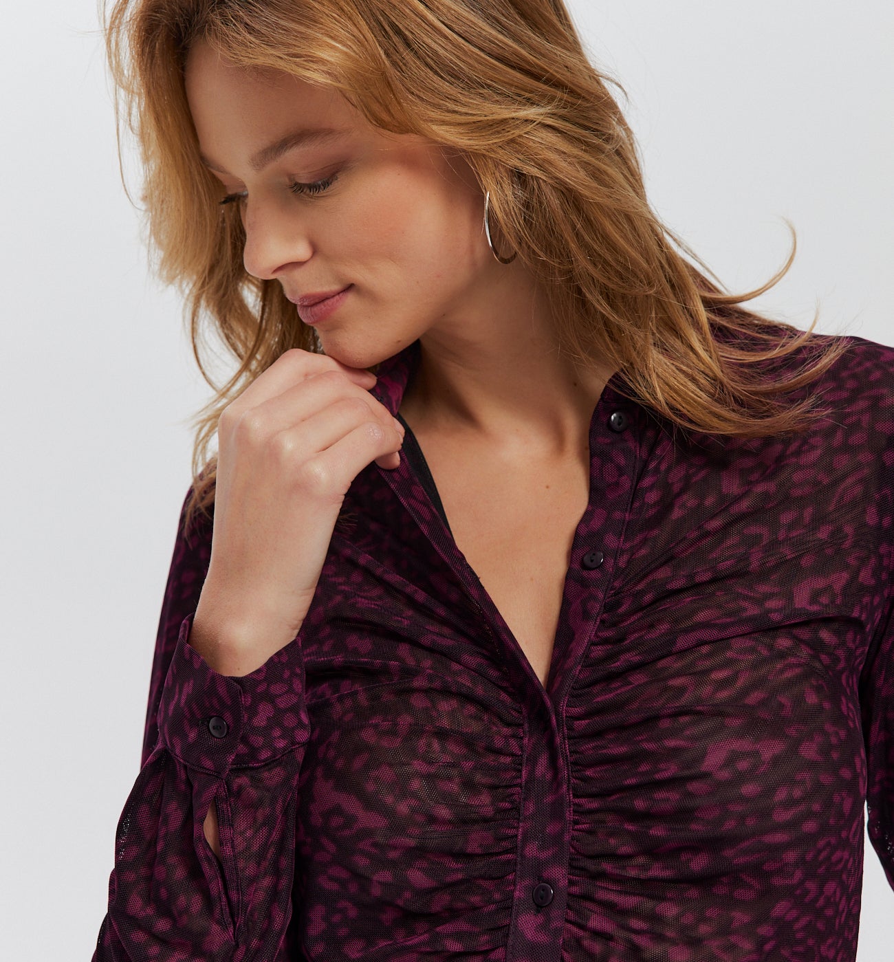 Chemisier en tulle Femme - Imprimé bordeaux