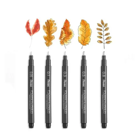 Pentel Fineliner permanent 5St schwarz