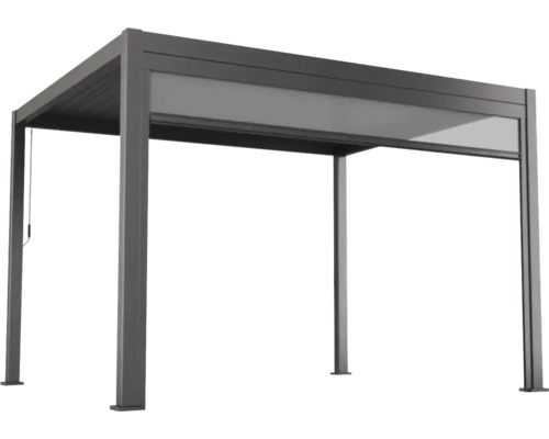 Pergola, paviljoen, ook geschikt als terrasoverkapping, paaldikte 11 x 11 cm, 3 x 4 m met lamellendak inclusief zonnescherm, antraciet