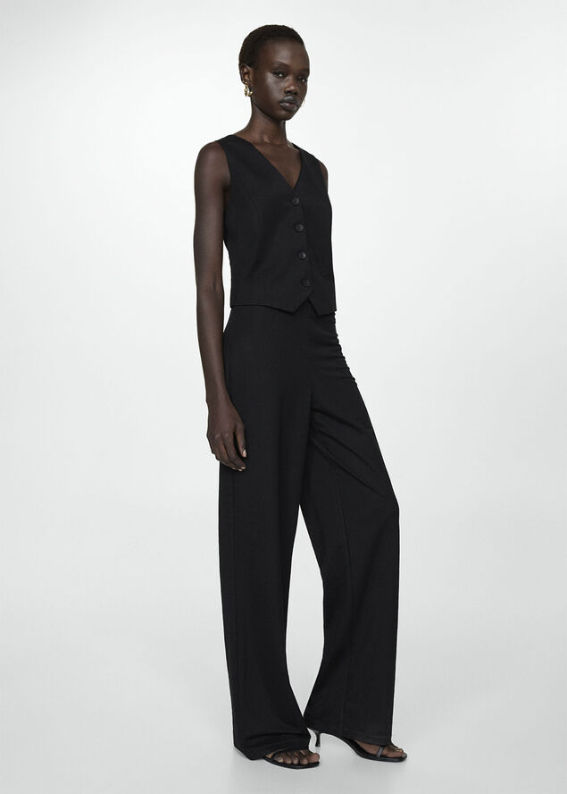 MANGO Flowy straight-fit trousers Black