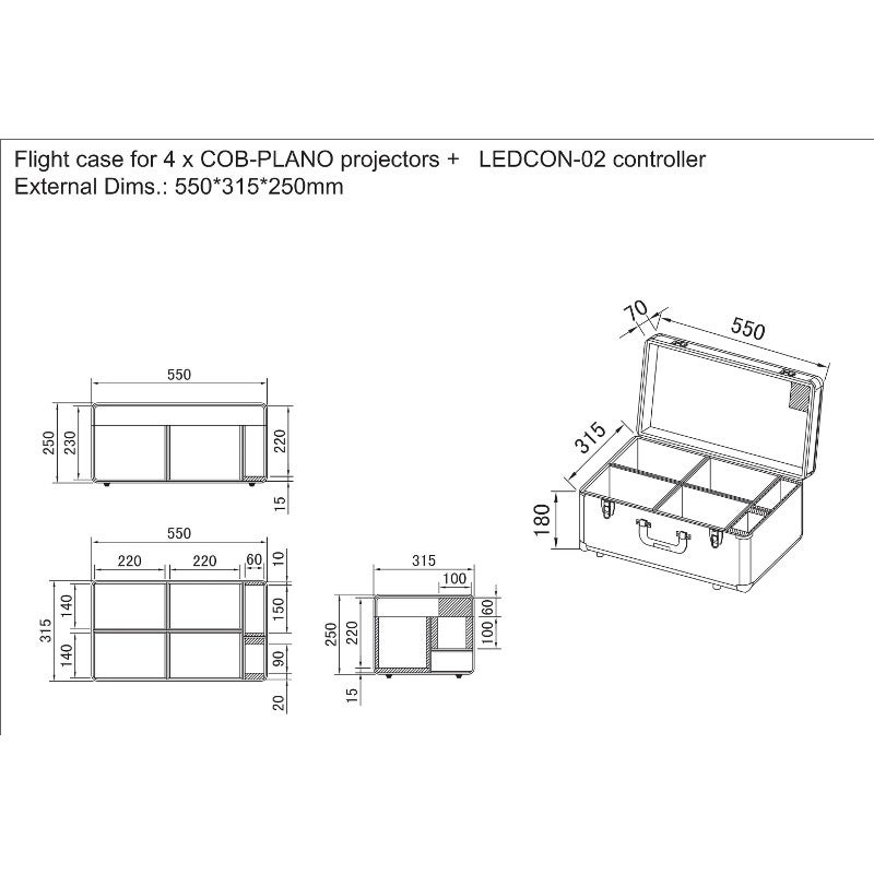 JV Case voor 4 x JB Systems COB-PLANO