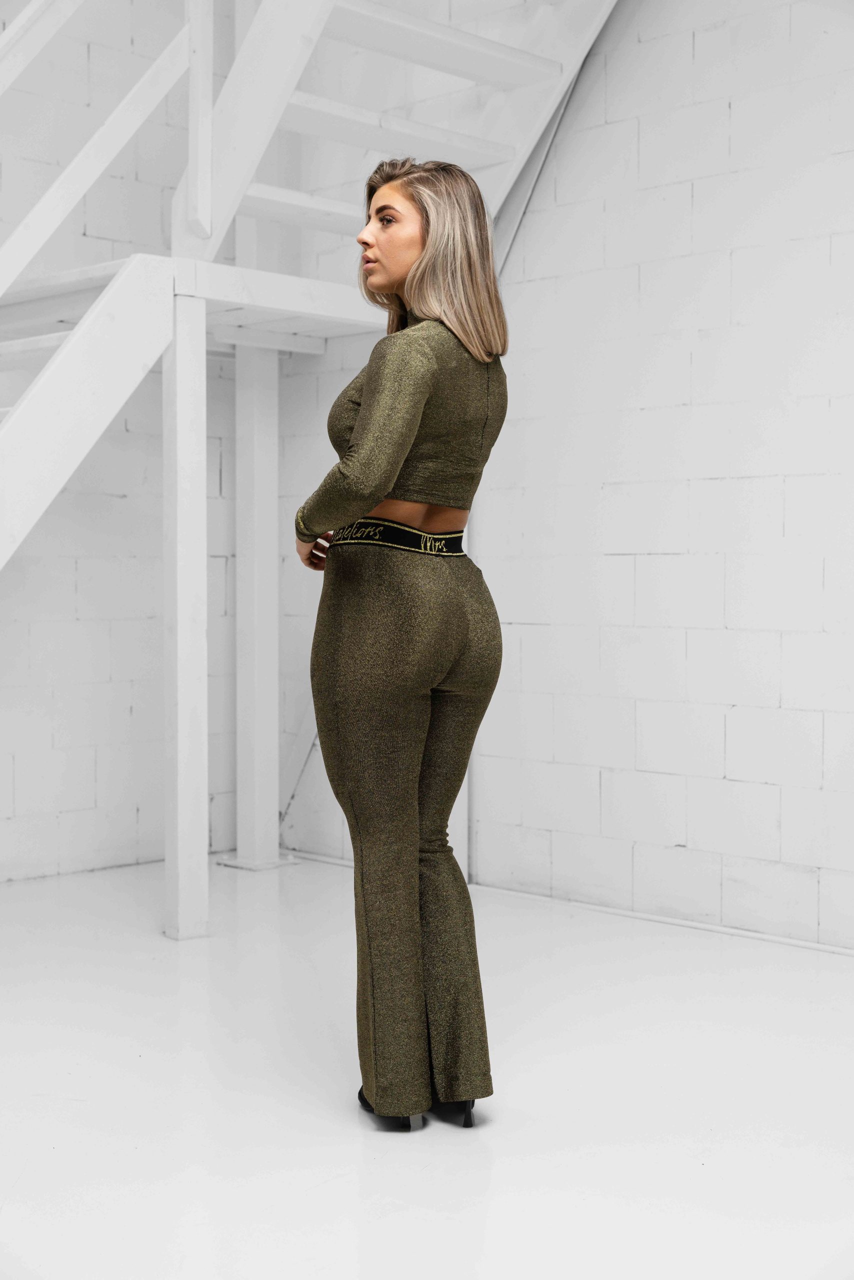 Malelions Sparkling Cut-Out Crop Top Dames Goud