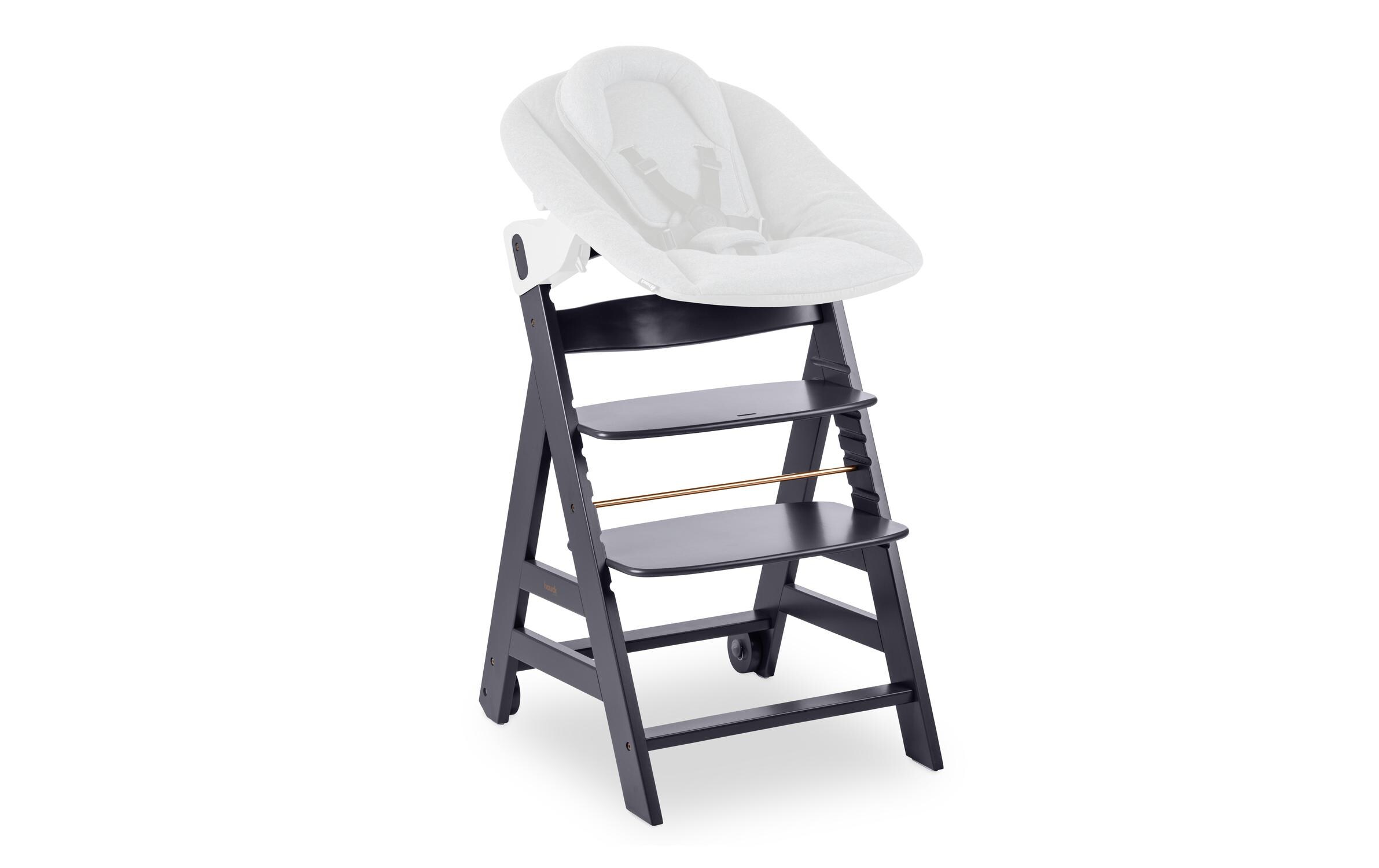 Treppenhochstuhl Beta+ Dark Grey<br>Kippsicheres und mitwachsendes Holzhochstuhlset