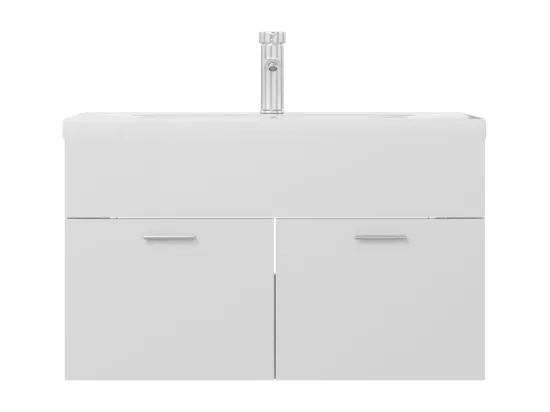 Armoire d'évier avec lavabo intégré Blanc brillant Aggloméré