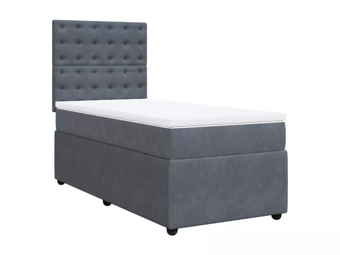 Sommier à lattes de lit et matelas Gris foncé 90x190 cm Velours