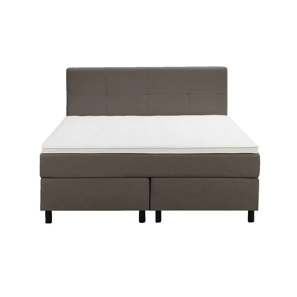 Boxspring Liv geblokt - donkerbruin - 140x200 cm - ronde poot