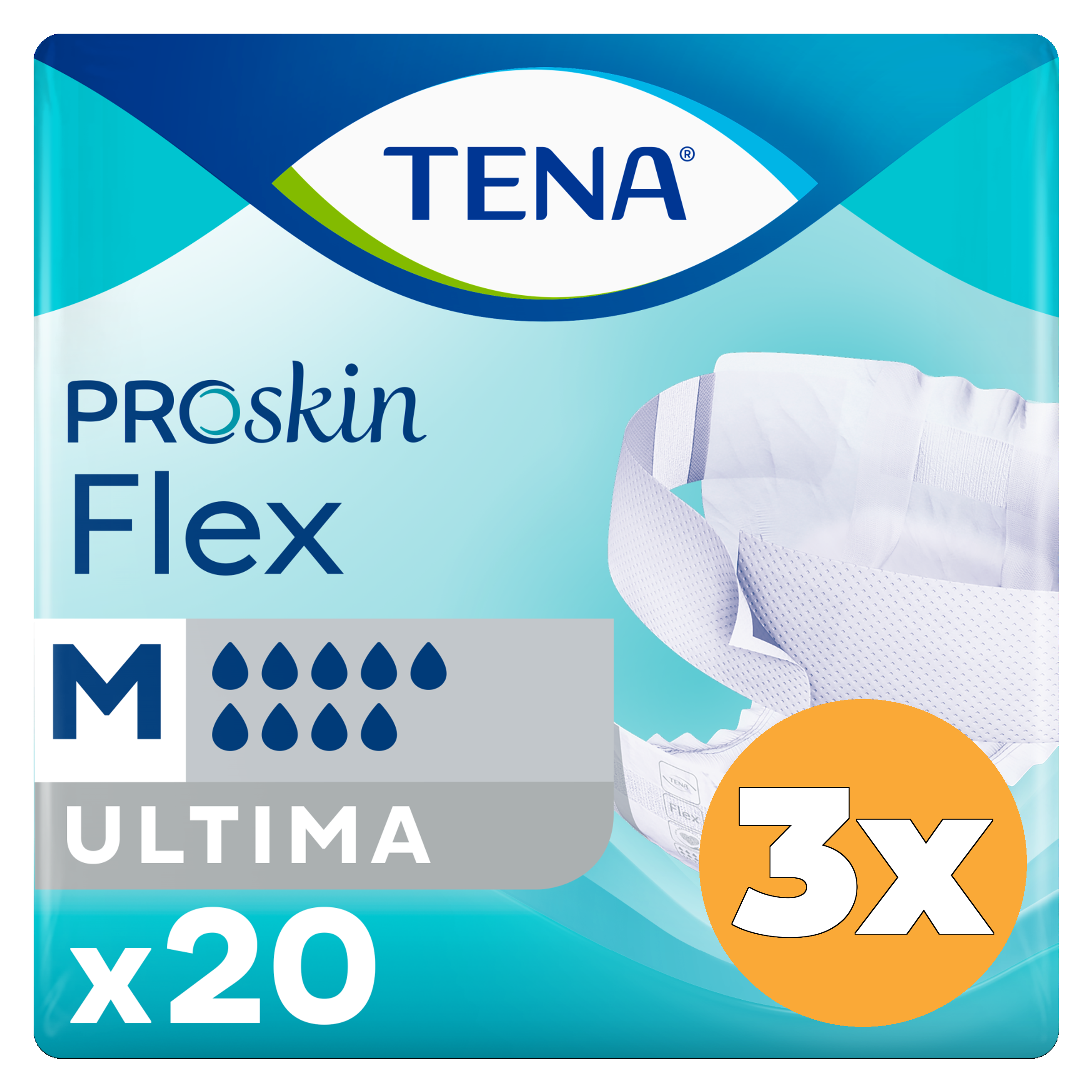3x Tena Flex Ultima ProSkin Medium (20 stuks)