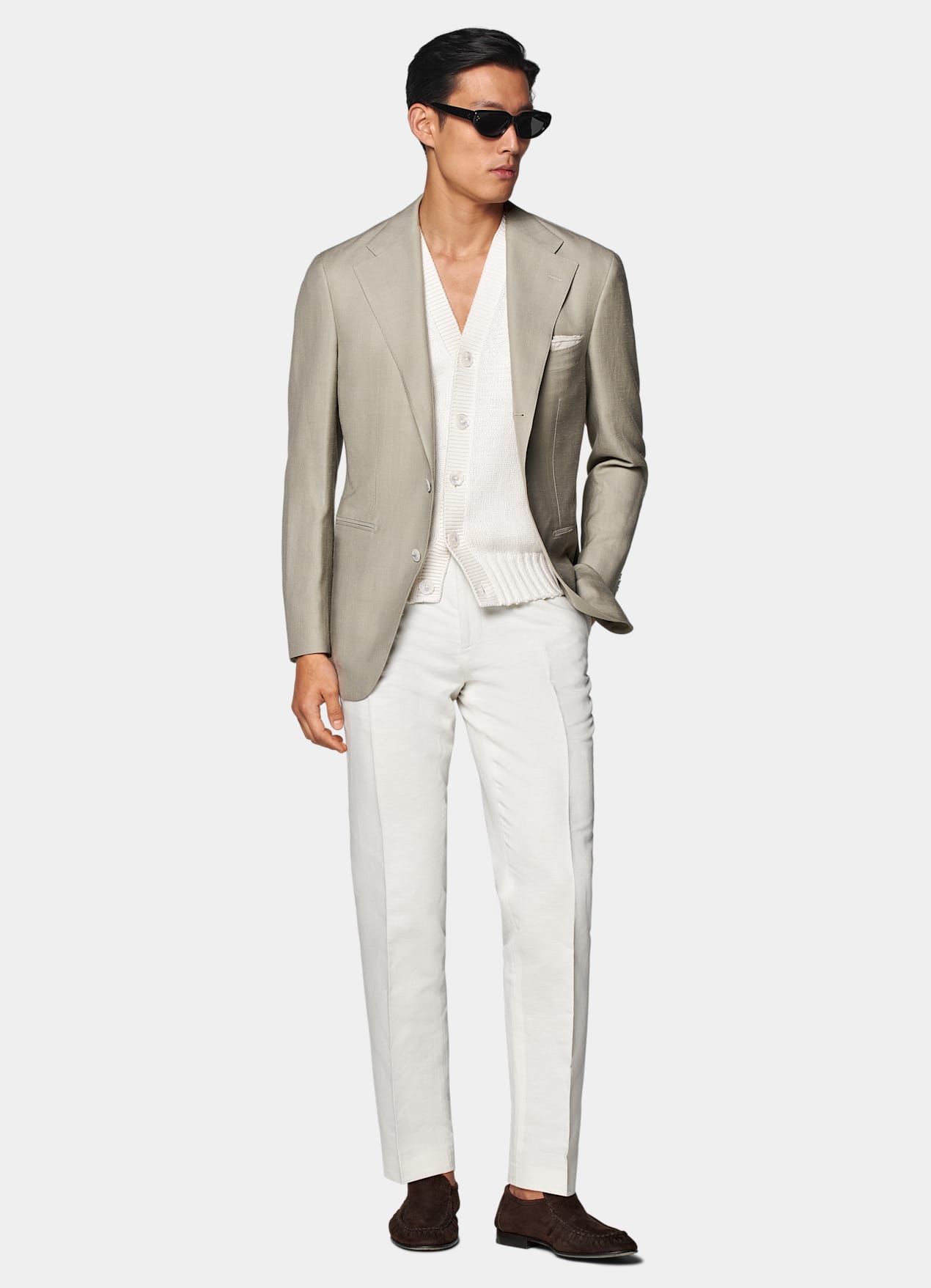 Blazer Roma coupe Relaxed vert clair à chevrons