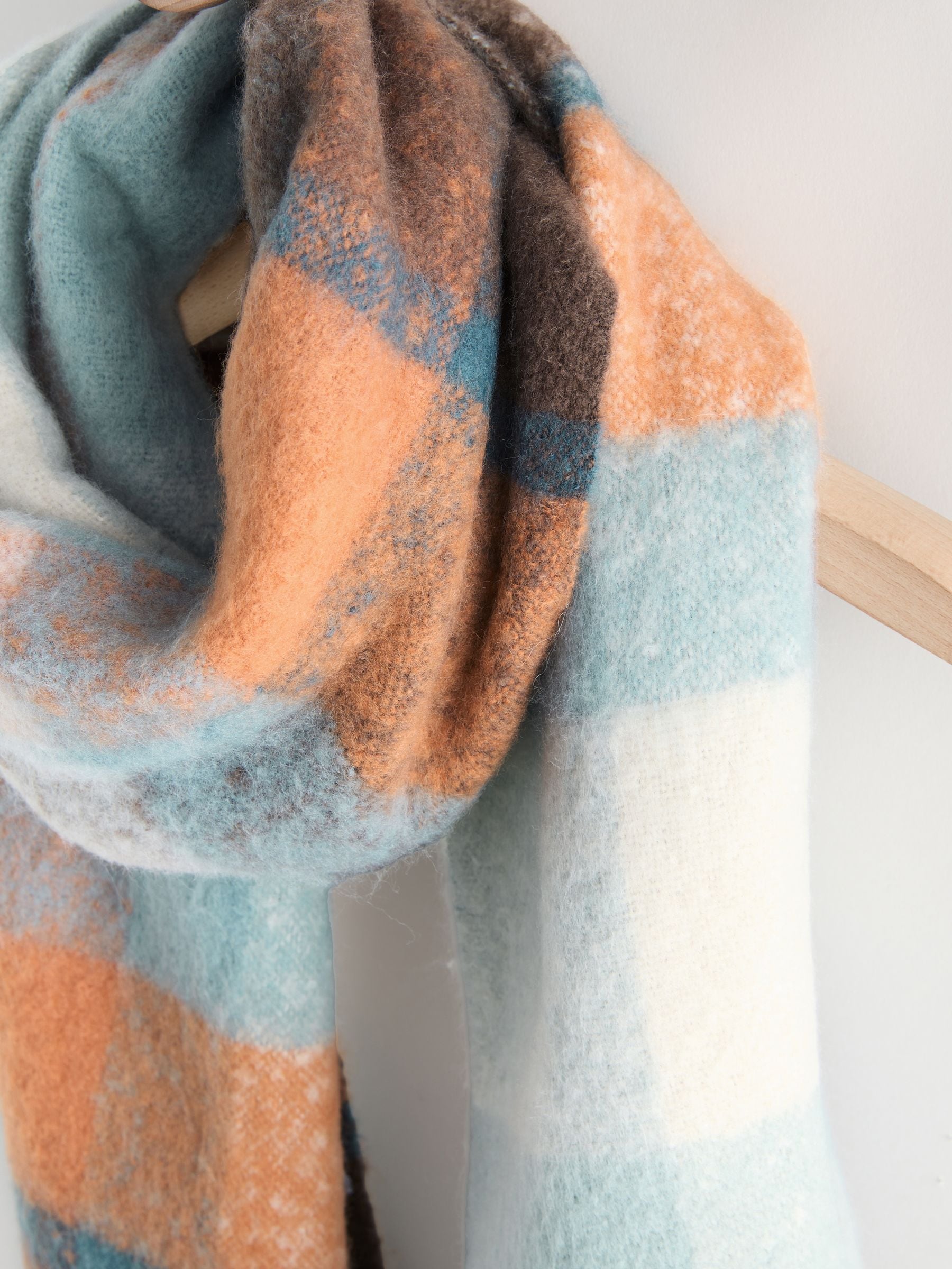 Blauw/oranje - Zware sjaal van geborstelde stof