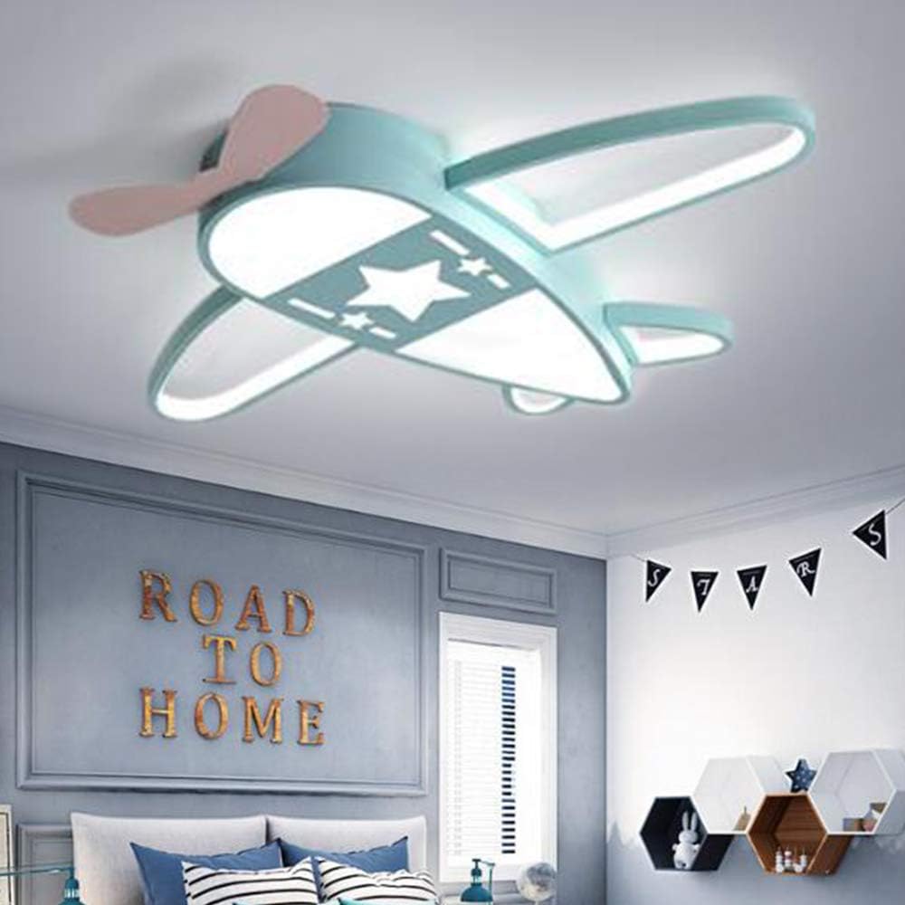 Flugzeug Rakete Deckenleuchte Sterne Kinderleuchten Acryl Deckenlampe Beleuchtung Ultradünn LED Dimmbare Energiesparende Lampe Babyzimmer Schlafzimmer Wohnzimmer Kinderzimmer Cartoon Lichter,Blau,76cm