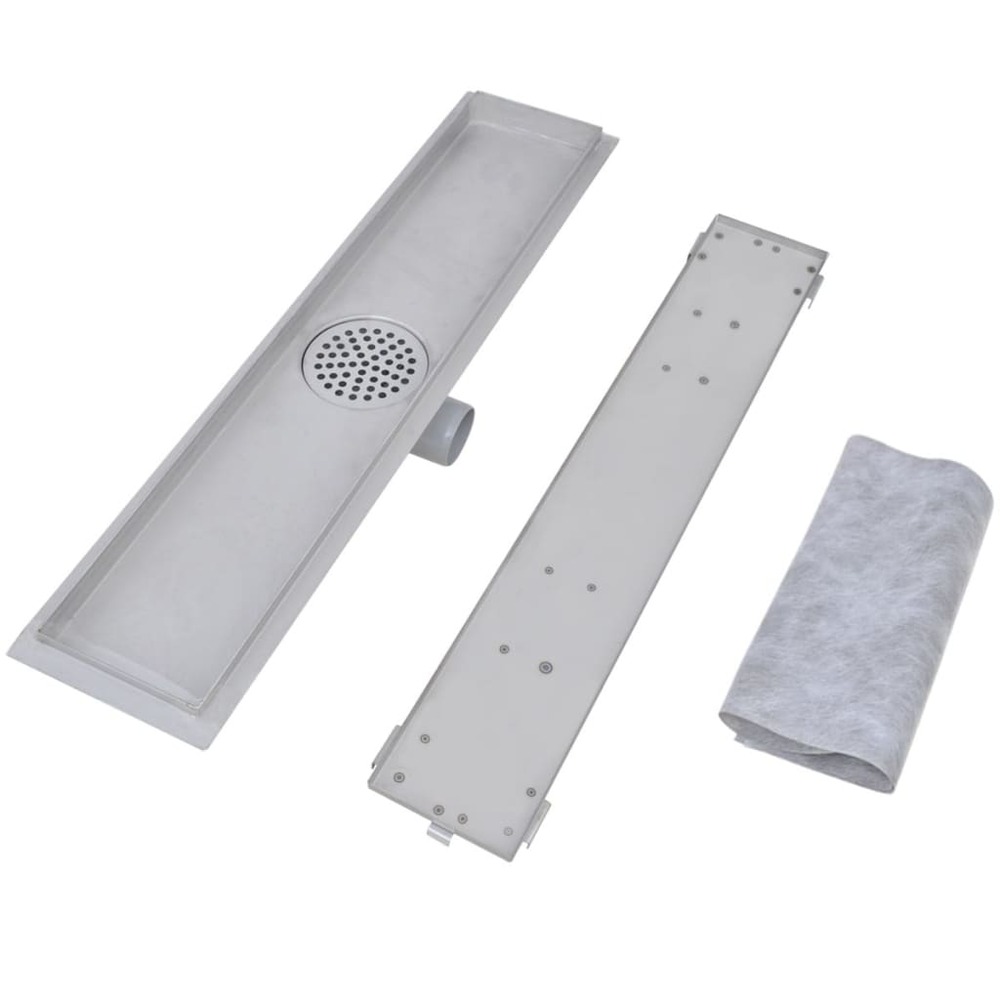 Drain de douche linéaire 2 pcs 630 x 140 mm acier inoxydable