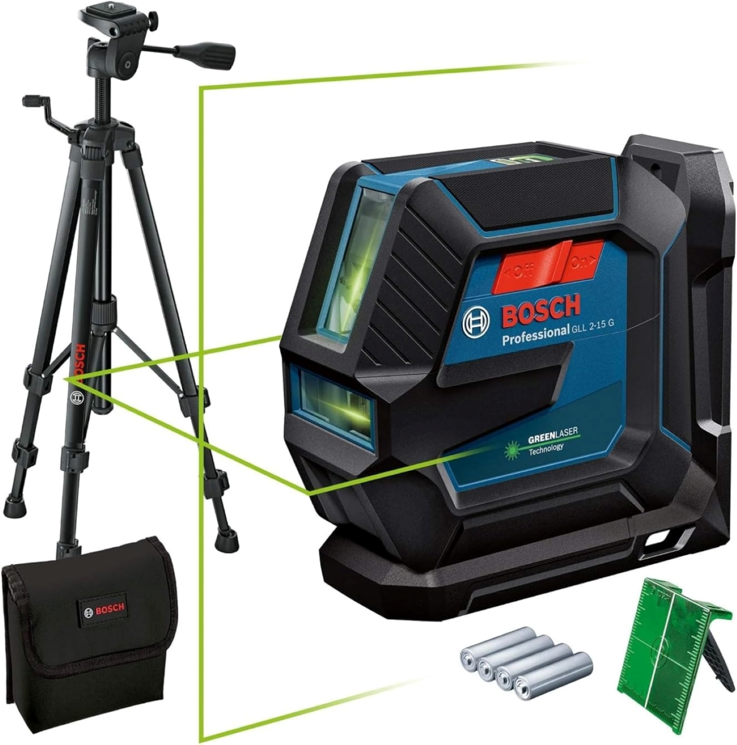Bosch GLL 2-15 G Kruislijnlaser   statief in opbergetui - 15 m