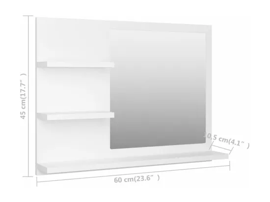 Miroir de salle de bain blanc 60x10,5x45 cm bois d’ingénierie