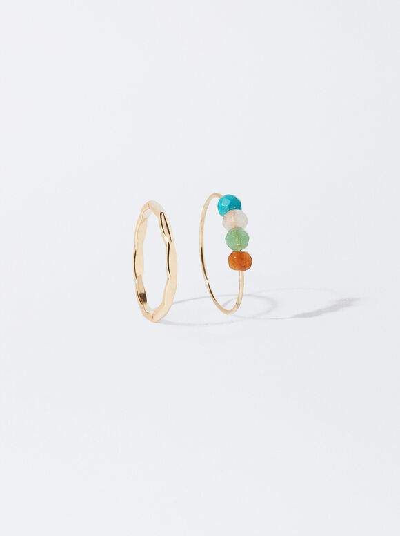 Conjunto De Anillos Con Piedra - Verde