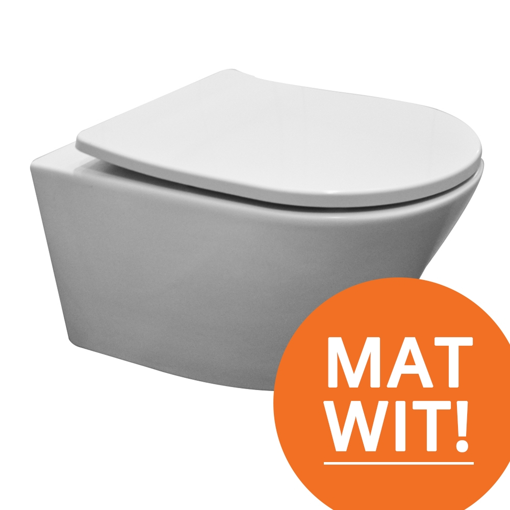 Geberit UP320 toiletset met Mueller Afesta mat wit randloos toilet met soft-close zitting