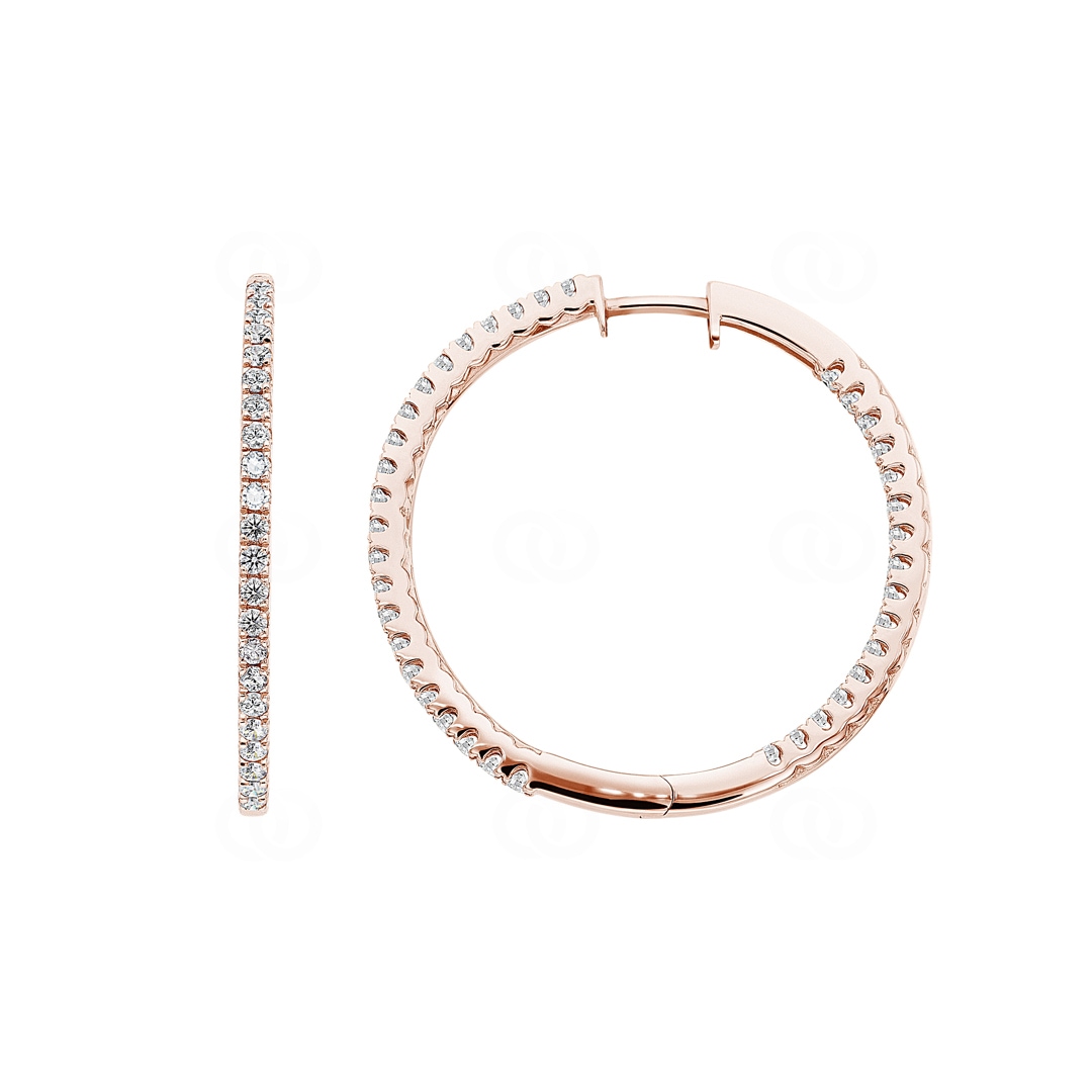 1.00 Karat Diamant-Kreolen 750/18 K Roségold Ø 29mm
