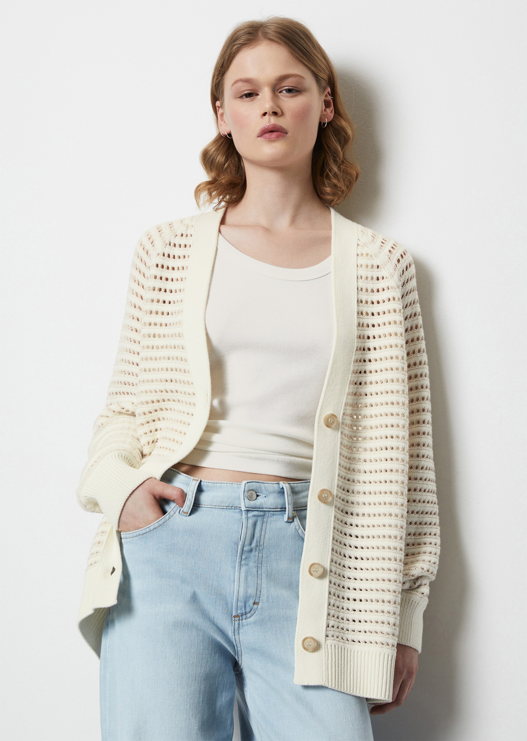 DfC V-Neck-Cardigan relaxedmit Ajour-Muster
