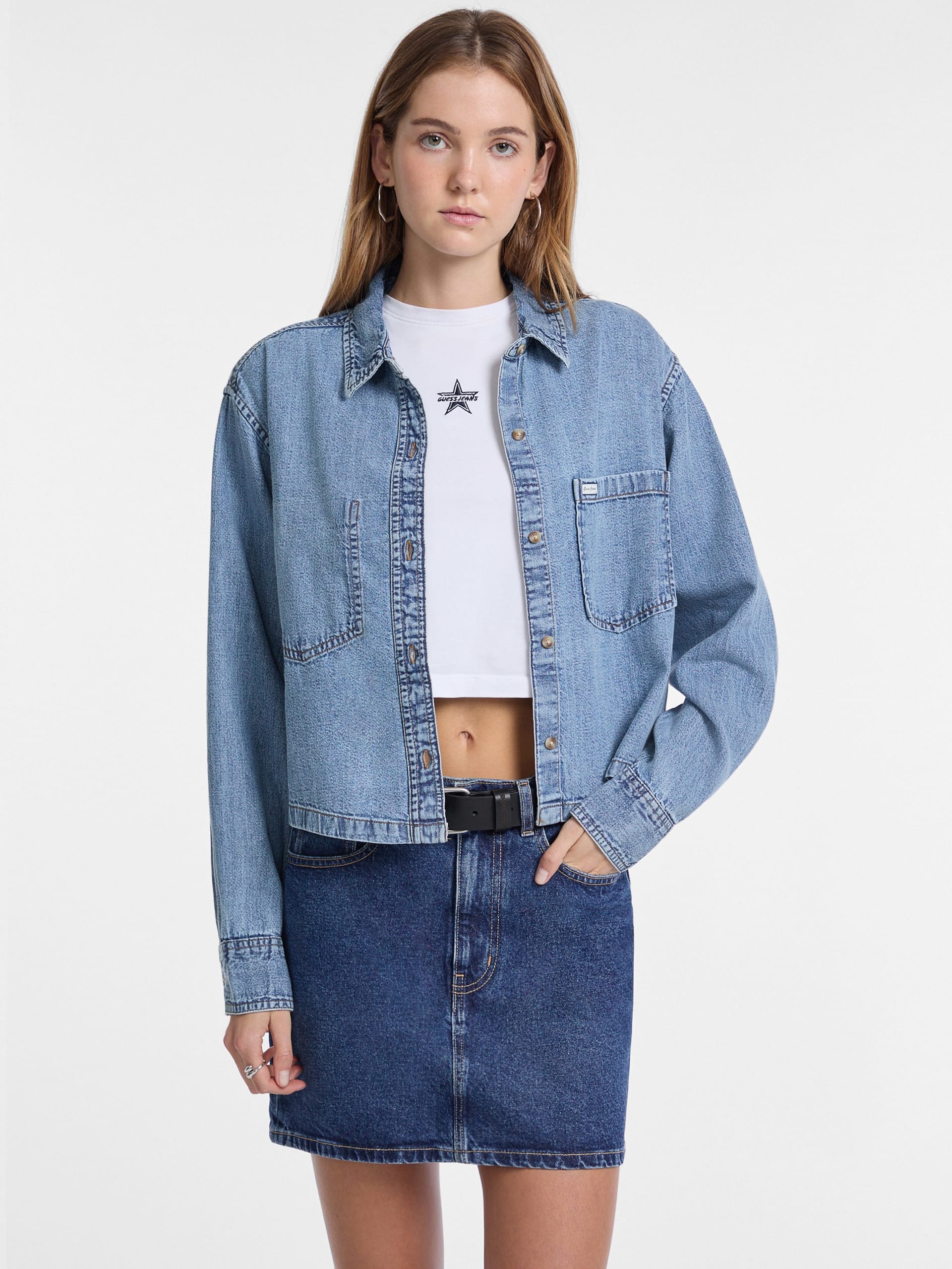 Camisa jeans cropped