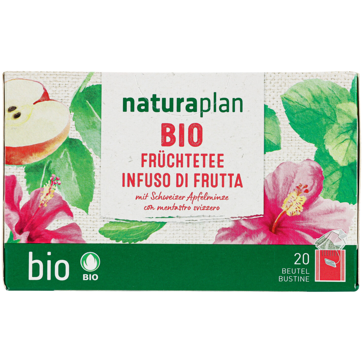 Naturaplan Bio Früchtetee mit Schweizer Apfelminze 20 Beutel