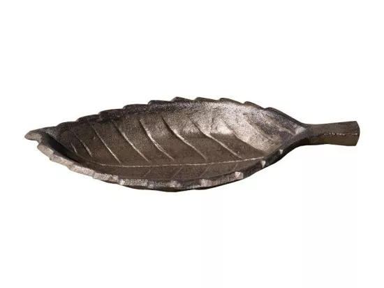 Mangeoire à oiseaux feuille abreuvoir jardin en fonte marron 26cm